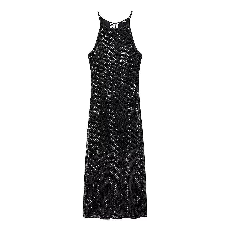 Women's clothing autumn and winter new women's clothing European and American French design sequined decorative dress women