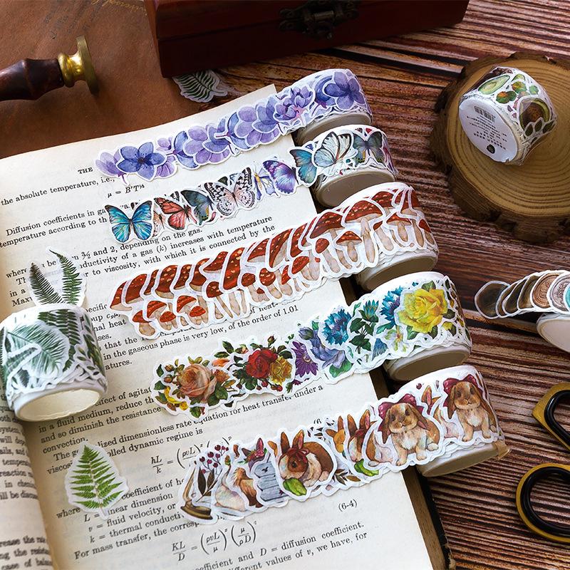 Autumn Evening Song Washi Tape Series: Irregular Collage Retro Journal Stickers - 9 Designs for DIY Decoration