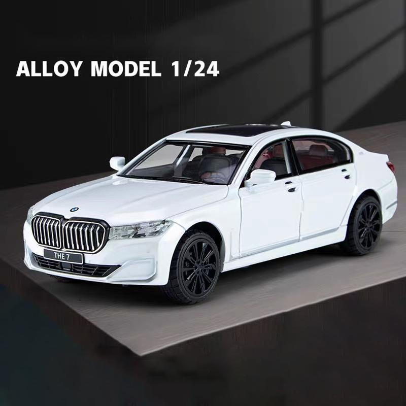1/24 BMW 760 THE7 Limousine Alloy Miniature Car Diecast Metal Scale Car Model Sound and Light Collection Children Toy Vehicles Gifts