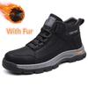 Fashion New Men's Winter Thermal Boots Fur Lined Ankle High Top Boots Warm Anti Slip Outdoor Snow Shoes for Men Classic Lace Up Boots