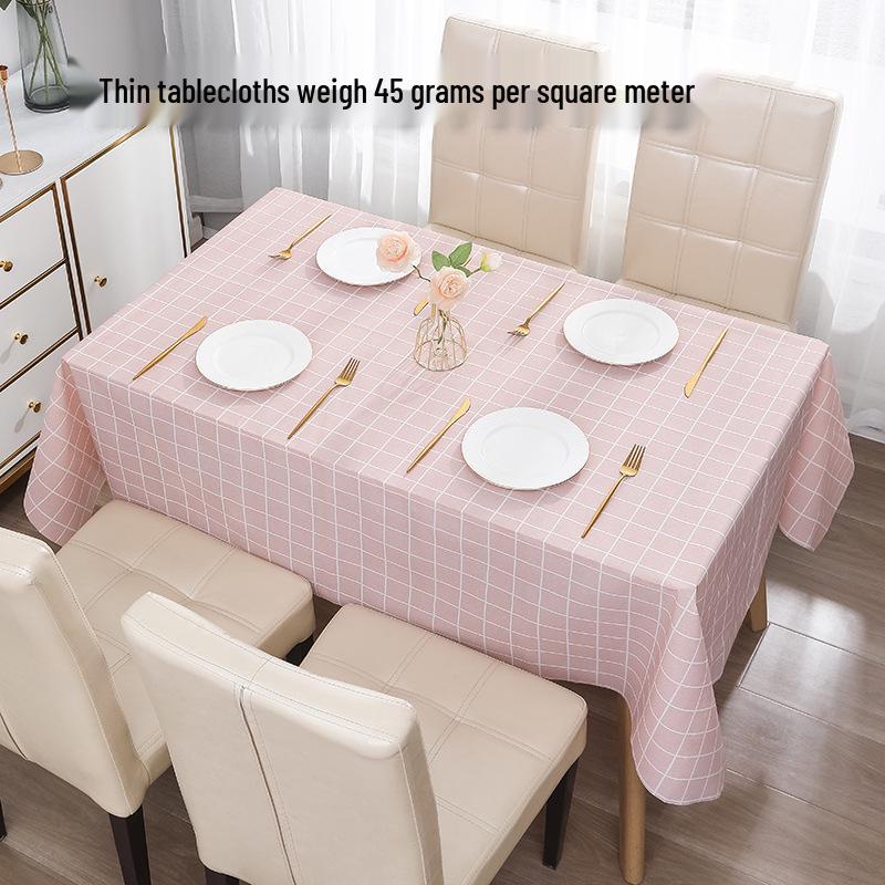 Japanese Style Waterproof Plaid Tablecloth - Oil-proof & Wash-free PEVA for Coffee and Dining Tables