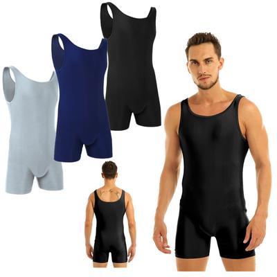 Mens Sleeveless Stretchy One Piece Sport Gym Bodysuit Leotard Clubwear