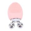Facial Cleansing Brush IP67 Water Proof Rechargeable Silicone Face Scrubber Exfoliator with Rollers Pink