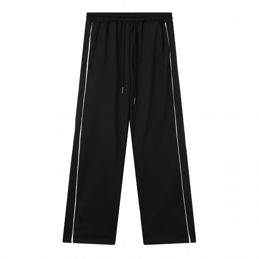 

Унисекс полосатые спортивные штаны свободного кроя - Модные, дышащие и повседневные брюки прямого кроя M чёрный