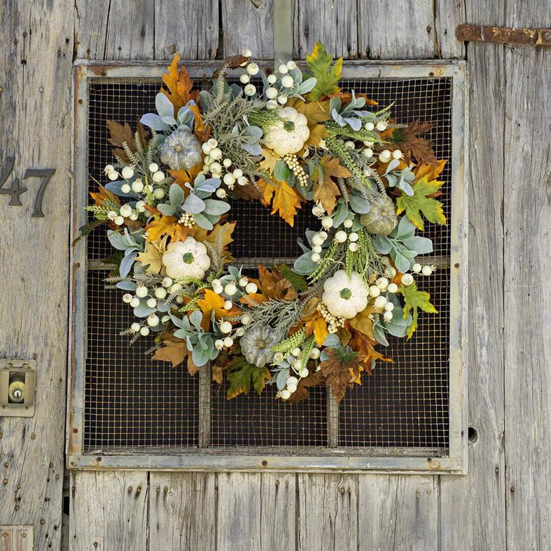 Fall Wreath Halloween Door Large Pumpkin Wreath Thanksgiving Garland Autumn Deco