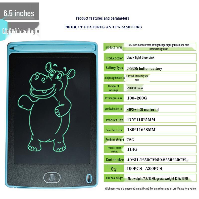 Kids' LCD Drawing Tablet - 6.5/8.5/10/12 Inch with One-Click Clear Screen