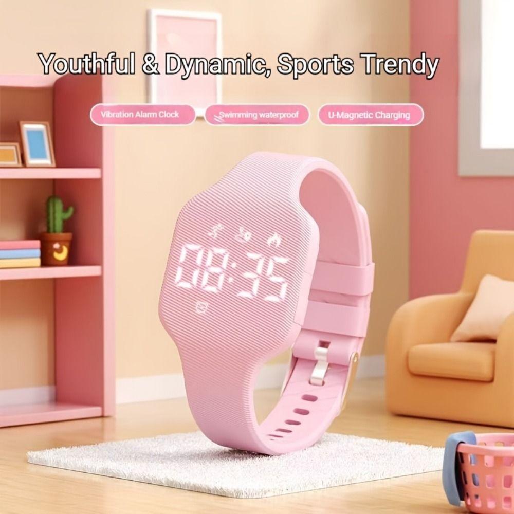 LED Digital Vibrating Alarm Clock Waterproof Electronic Watch Fashion Silent Wristband  Teenager