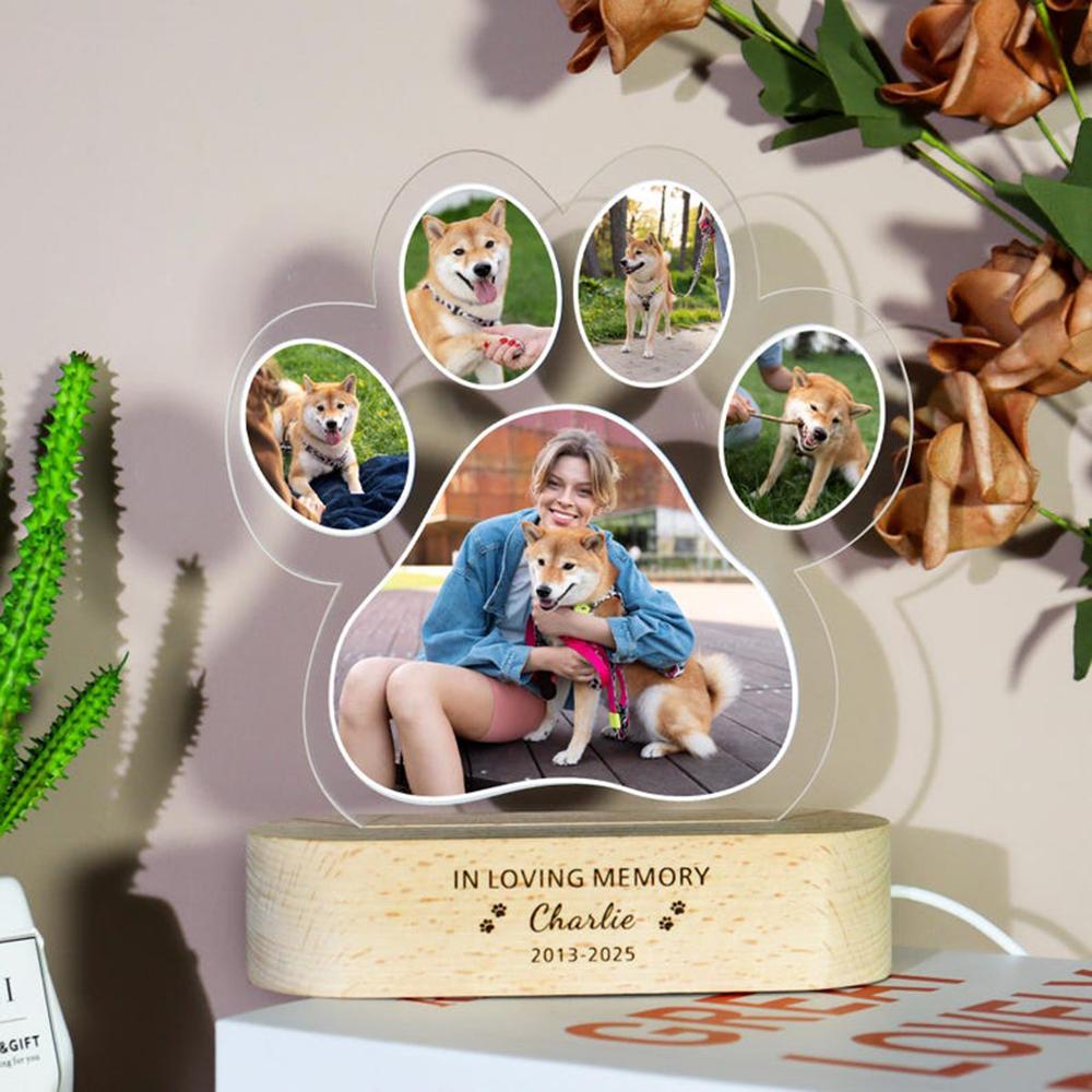 Personalized Pet Photo Memorial Night Light Light Up Dog Cat Memorial Plaque Pet Loss Keepsake Gift Sympathy Remembrance Gift