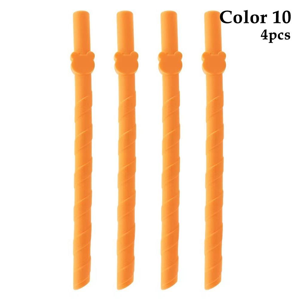 4Pcs Children's Milk Tea Straight Straws Food Grade Reusable Straws Creative Silicone Straws