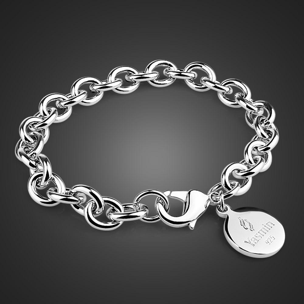 Round Brand Bracelet Simple Electroplated Platinum Versatile Women'S Silver Jewelry