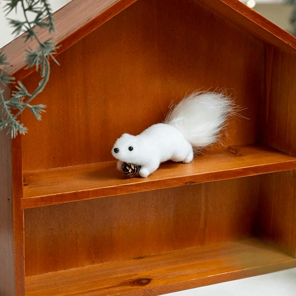 Lightweight Flocked Squirrel Ornaments Plush Texture Dual-use Tabletop Ornament  Xmas