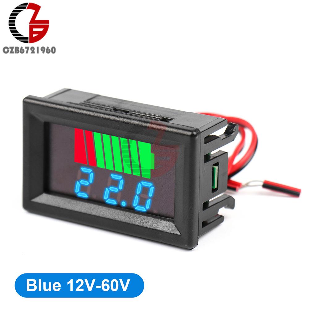 Car Battery Charge Level Indicator 12V 24V 36V 48V 60V 72V Lithium Battery Capacity Meter 0.56" LED Digital Voltmeter Tester