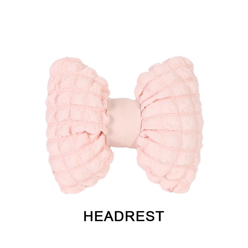 

Car Interior Decoration Pillow Soft Pink Car Neck Pillow Headrest Lumbar Support Cartoon Bowknot Waist Pillow Comfort