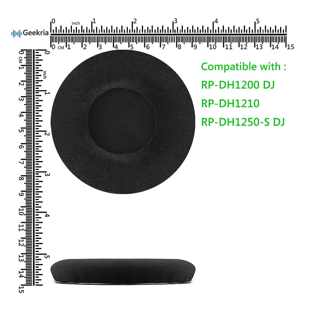 Geekria Comfort Cups for Technics and DJ Headphones Earpads/Ear Cushions/Ear RP-DH1200 DJ, RP-DH1210, RP-DH1250-S (Velour/Black)
