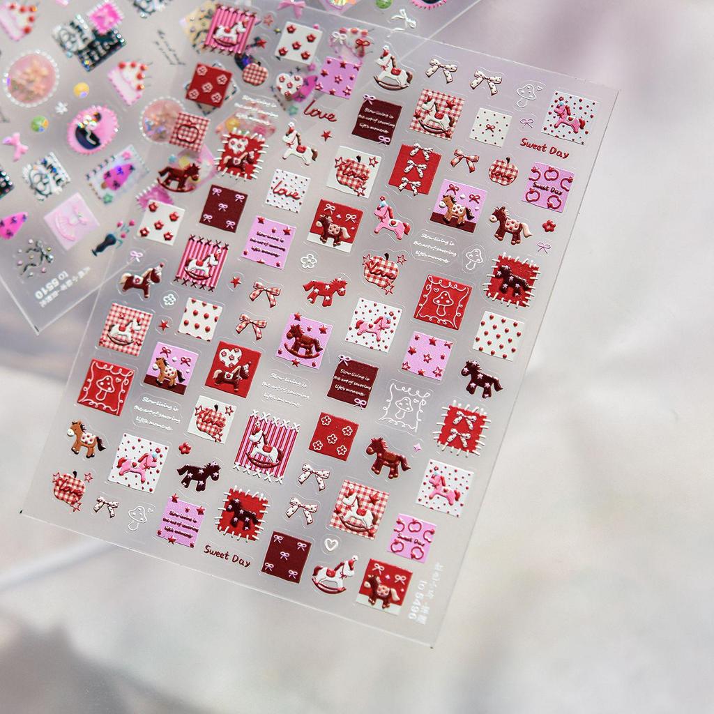 Tomoni Seamless Ultra-Thin Red Horse Nail Art Stickers