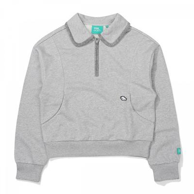 Women S Half Zip SweatShirt  Gray  23fw