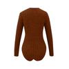 Women's Solid Color Casual Fashion Solid Color Wavy Collar Long Sleeve Slim-fit One-piece Top