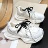 Thick-soled inner height increase Xiaobai 22 spring and autumn new dad shoes leather surface casual sports shoes