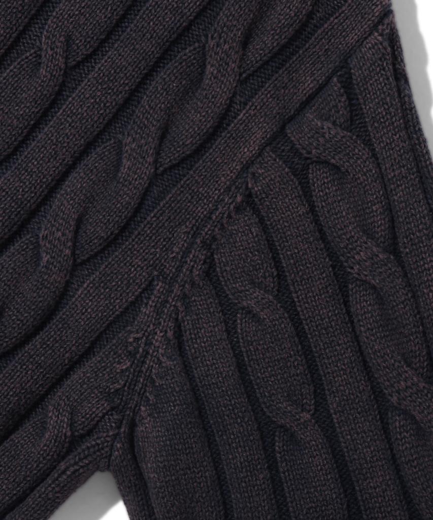 TRILLION Vintage Washed Cable 2-Way Zip-Up Knit (Plum Navy)