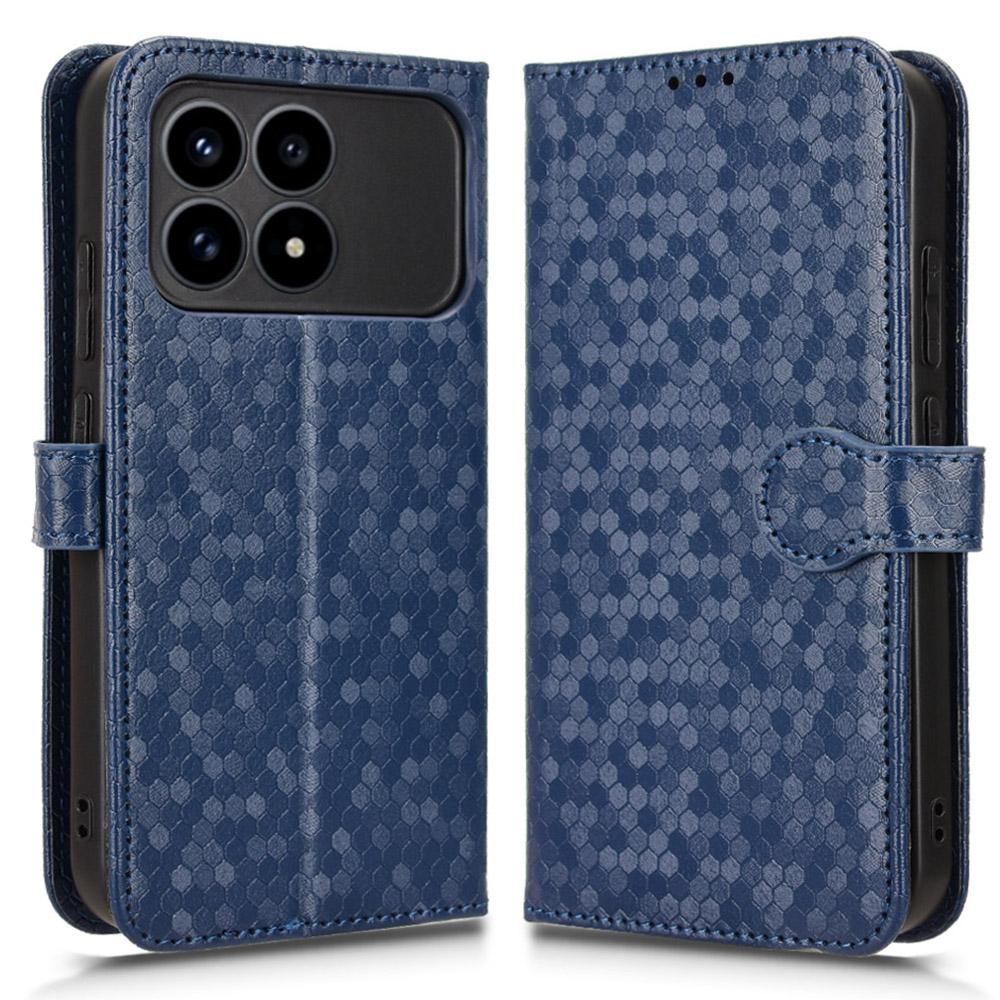 For Xiaomi Redmi K90 5G Wallet Case Dot Pattern Imprint PU Leather Phone Cover with Wrist Strap