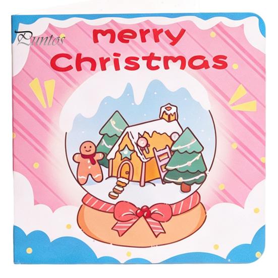 Decorative Paper Cards 10Pcs Merry Christmas Greeting Set, Folding Cartoon Blank Xmas Message Note Cards, Festive Blessing for Holiday Gift