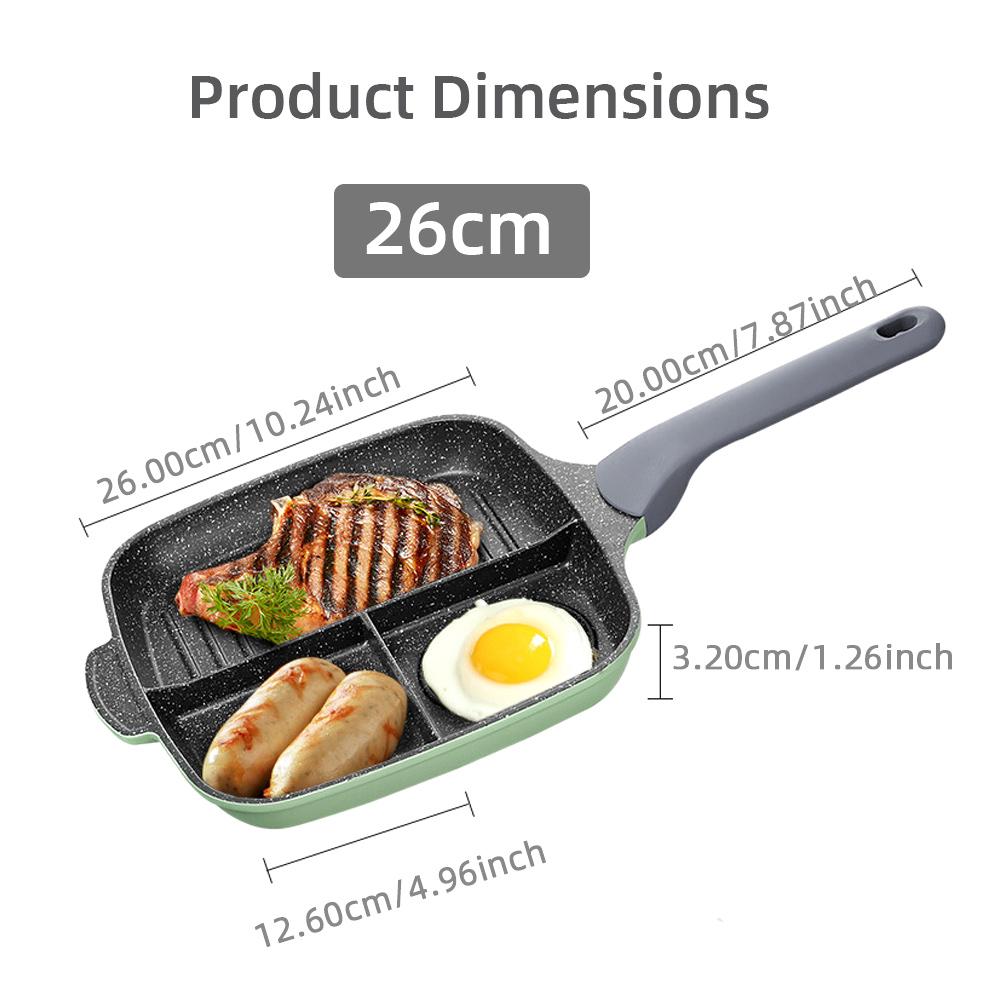 COOKER KING Fried Egg Pan Partition Frying Pan3 In1 Breakfast Frying Pan Multifunctional Non-Stick Barbecue Lunch Pancake