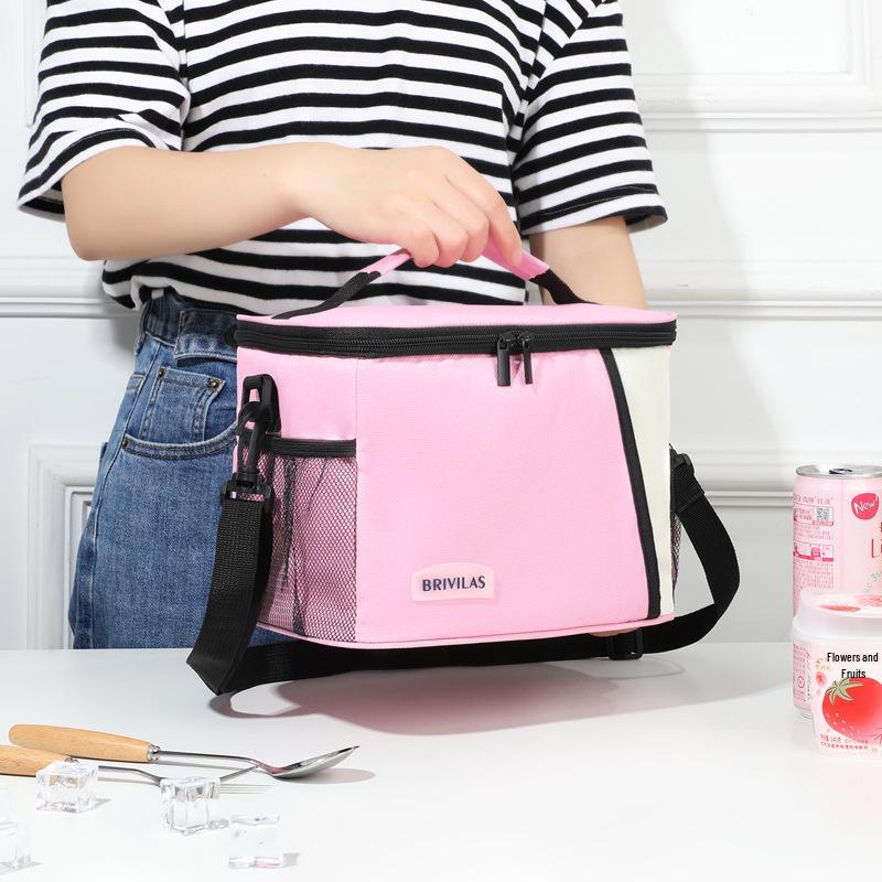 Large Capacity Color Block Insulated Crossbody Lunch Bag & Picnic Tote