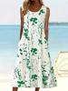 2026 New Women Floral Print Sleeveless Round Neck Midi Dress Casual Vacation A‑Line Dress For Europe & Middle East Market