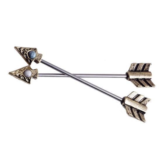Retro Arrow Industrial Scaffold Bar Ear Cartilage Helix Barbell Piercing Jewelry