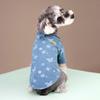 Pet Dog Denim Shirt Small and Medium-Sized Dogs Handsome Turn Collar with Traction String Clip Bear Butterfly Pattern Two Feet