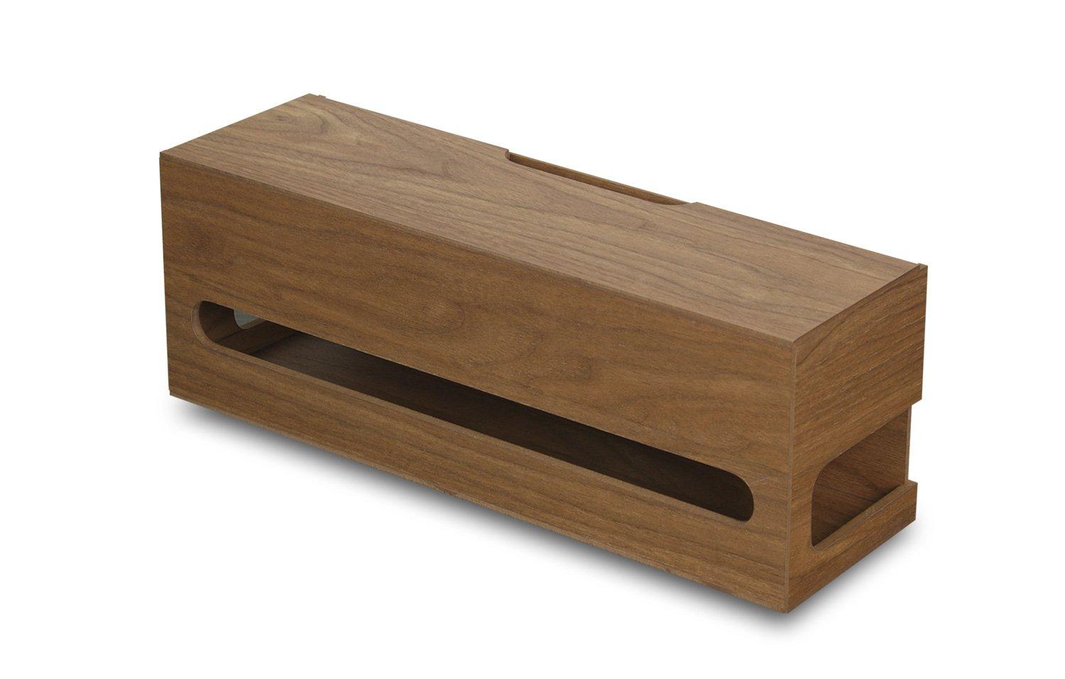 

TATSU-CRAFT Bosk Basque Cable Box, Medium, Brown, for Power Strip Storage and Wire Organization, Simple Design, Space-Saving, Neat Storage, Modern