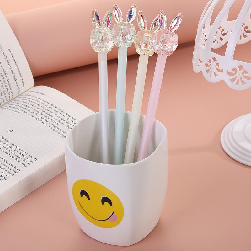 1 Piece Stationery Cute Crystal Rabbit Gel Pen School Office Kawaii Supplies Creative Gift Pens