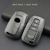 For Toyota Car Key Case Cover Fob Chain Ring Shell Camry RAV4 Avalon Corolla C-HR Prius 86 GT86 Highlander Mirai Carbon Fiber