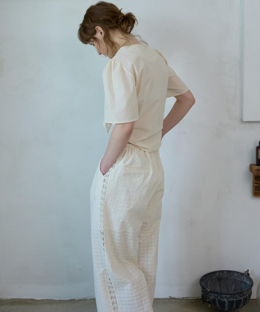 WIOE Lacy Jacquard Banding Pants_Ivory