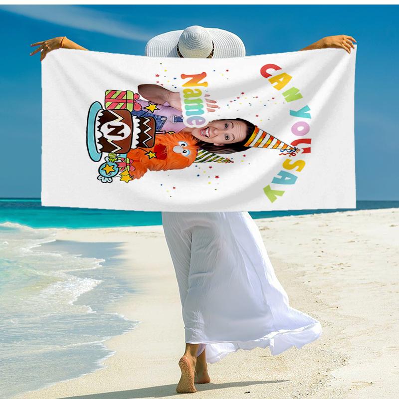 Custom Name Ultra-Soft Beach Towel with Ms. Rachel Theme,Ideal for Pool - Camping, Diving - Perfect Travel Essential, Vibrant Beach Towel.