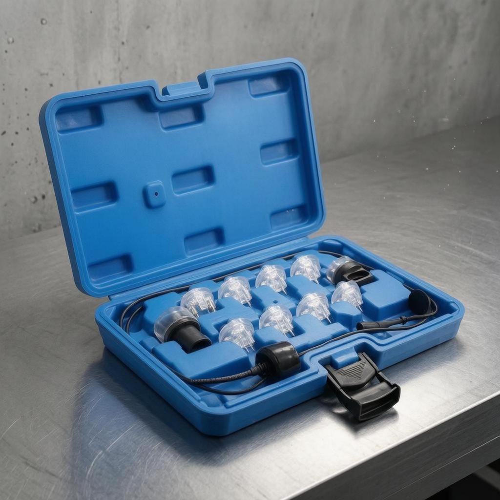 11 Pieces Automotive Petrol Injector Tester Kit Blue Hard Case