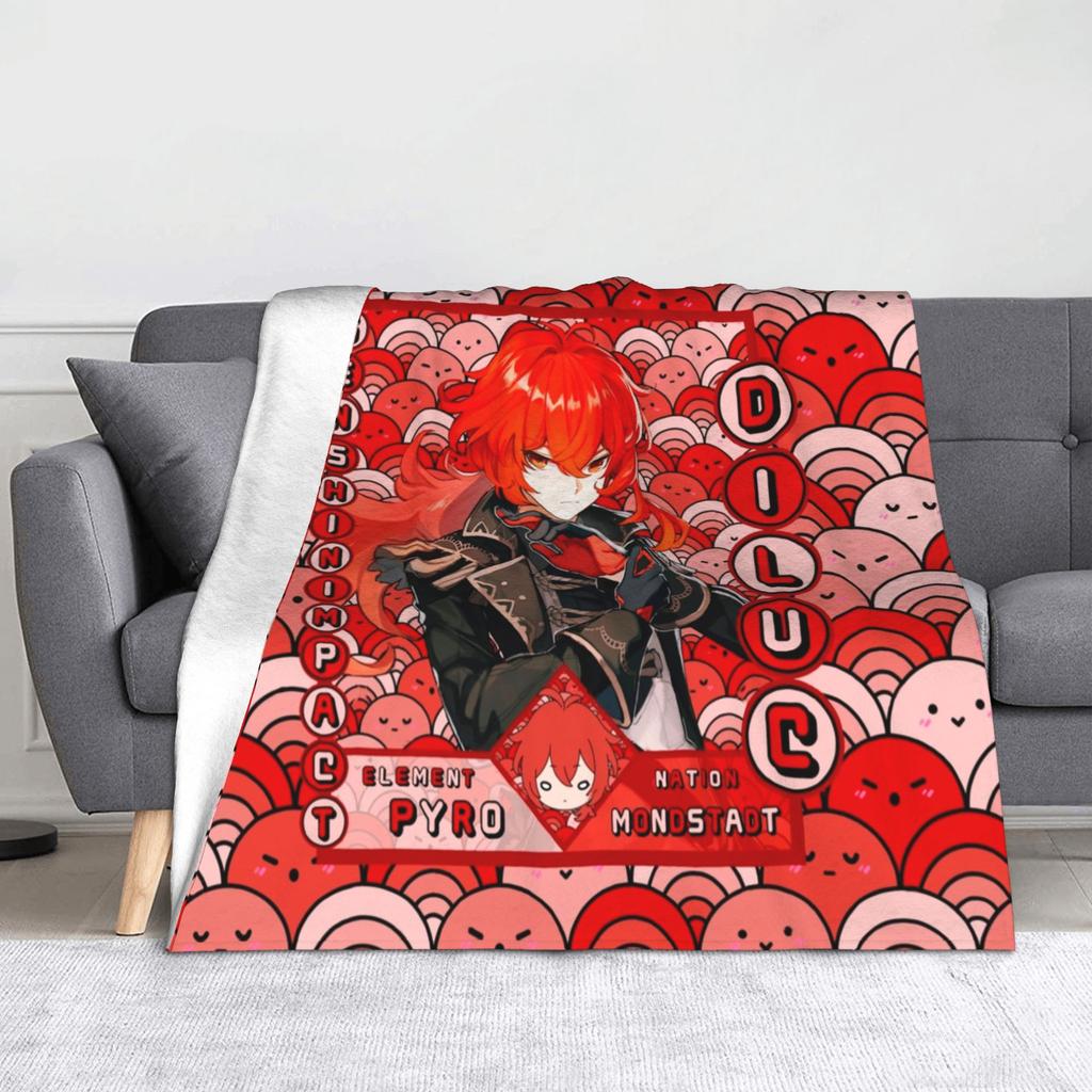 Genshin Impact Gorou Blanket Flannel Printed  Breathable Warm Throw Blankets for Bed Couch Plush Thin Quilt