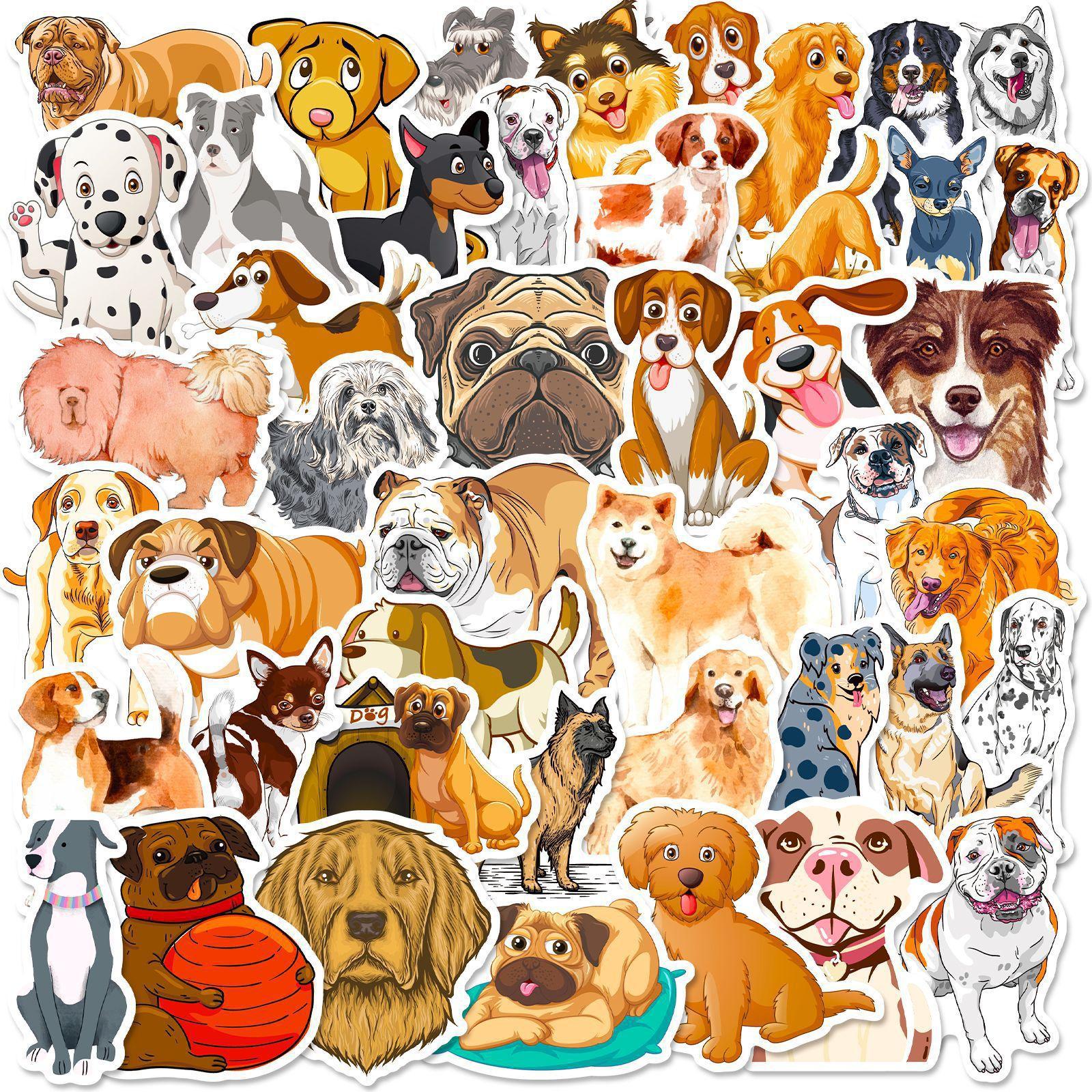 

50 Dog Stickers New Animal Golden Retriever Spotted Dog Graffiti Stickers Internet Celebrity Pet Dog Fun Decoration