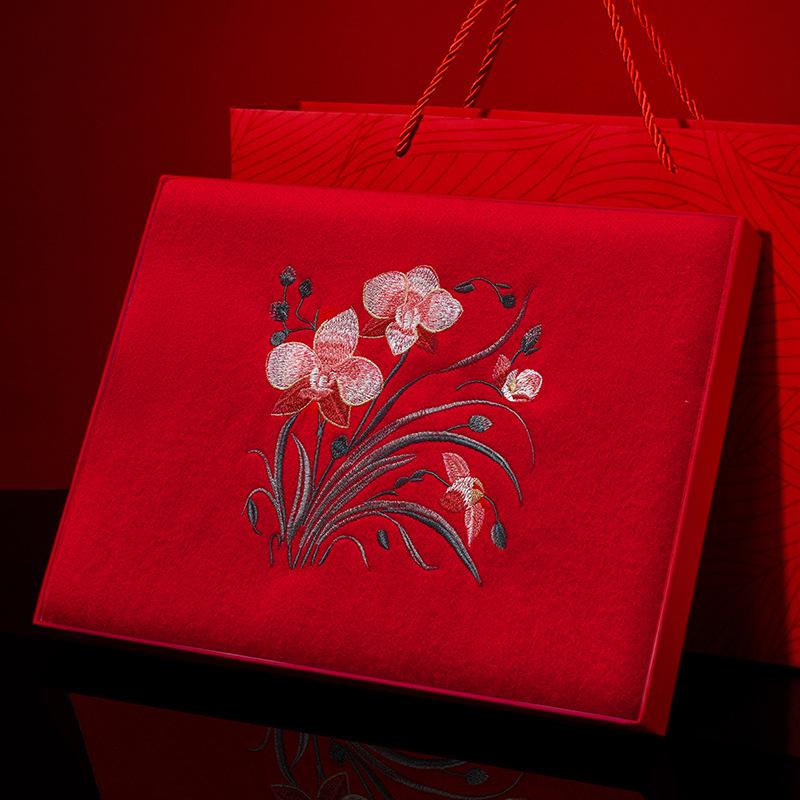 Mid-Autumn Winter Thickened Warm Embroidered Flower Wool Scarf Shawl Female Elegant High-end Gift Scarf