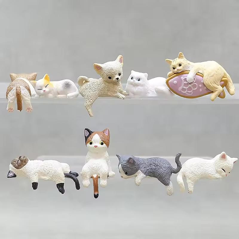 Cute Car Center Console Decoration Ornaments Kitten Action Figure Auto Dashboard Rearview Mirror Edge Decoration Car Accessories