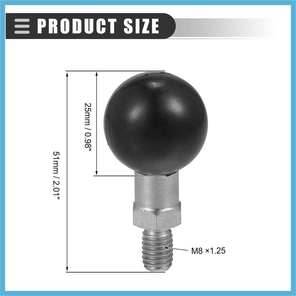 BULLSPANN 25mm Motorcycle Ball Mount Portable Tripod Ball Adapter for Rear View Mirror Screw