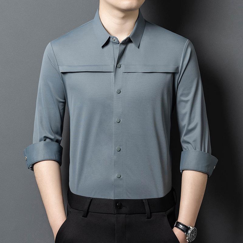 

Spring and Autumn Men s Casual Shirt Men s High-end Casual and Versatile High-end Commuter Shirt Men s Long Sleeve Daddy Outfit 4XL