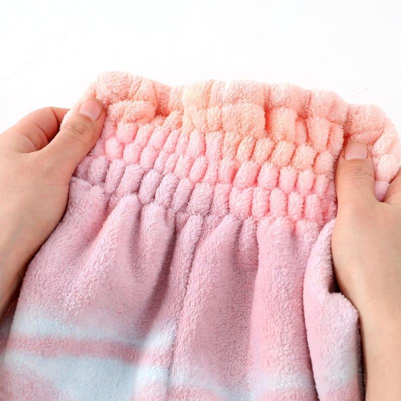 Pack of 2 Super Soft Corals Fleece Bath Cap Rainbow Gradients Fast Drying Elastic Hair Towel Wrap Turban for Women