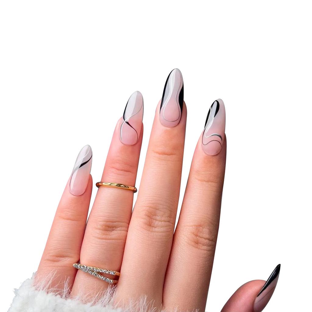 Nackte Lange Spitze Nagel Rose Tragen Nagel Fertiger Falscher Nagel Nagelpflaster Nagelpflaster Wasserdicht Abnehmbares Nagelpflaster