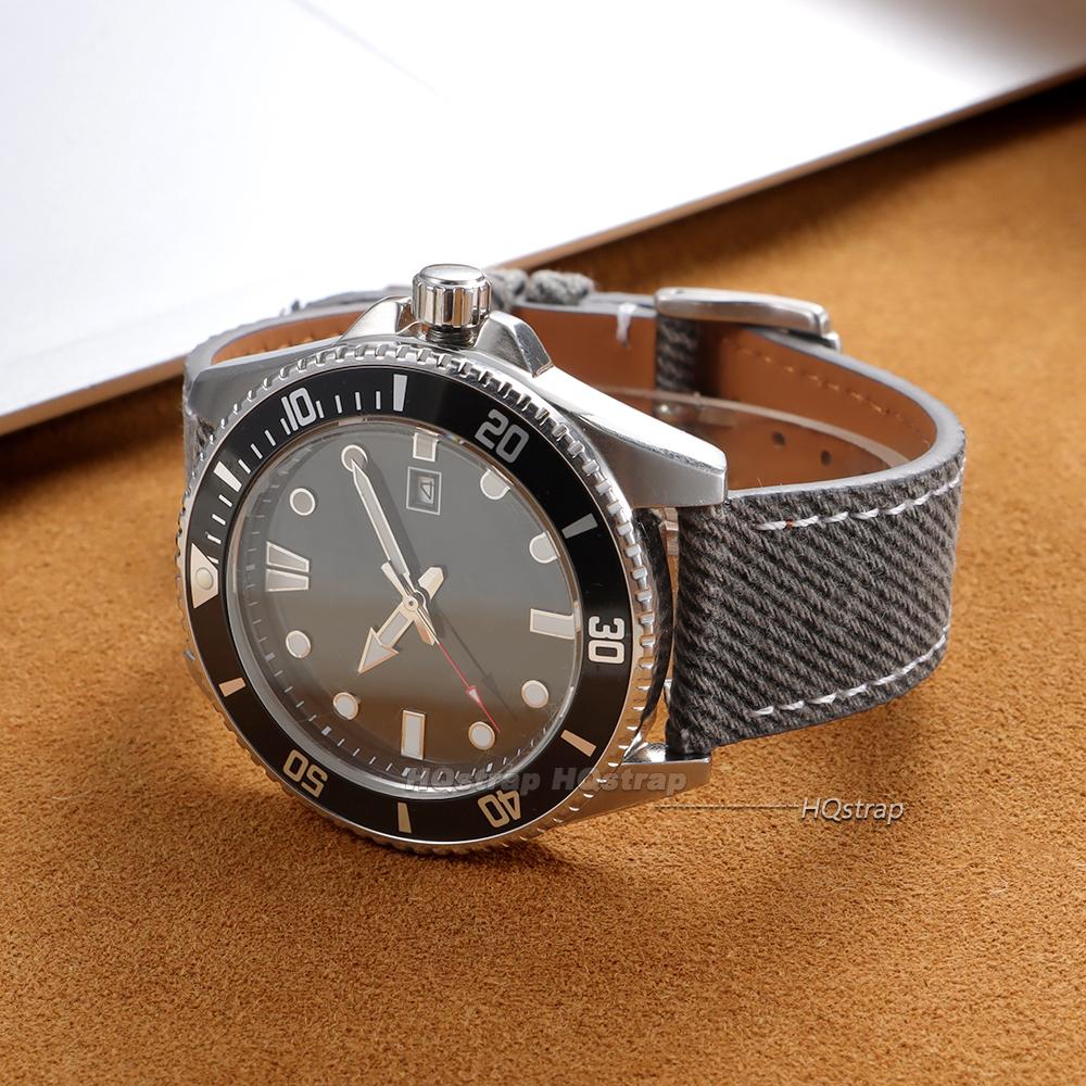 Denim Nylon Watch Strap Canvas Watchband 18mm 20mm 22mm for Seiko Stitched Cowhide Watch Band Men Women Quick Release Bracelet
