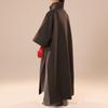2026 Womens Fashion Commuter Solid Color Stand Collar Side Slit Wool Blend Coat