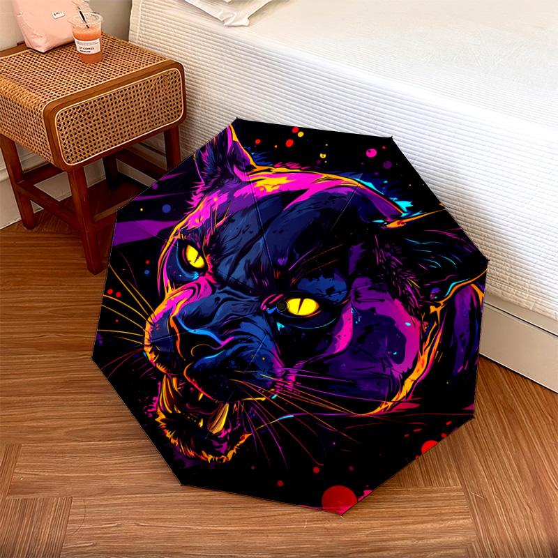 

1 PC Automatic Folding Umbrella - Panther Abstract Artwork Pattern, Portable & Foldable Design with 8 Ribs, Christmas Birthday Gifts