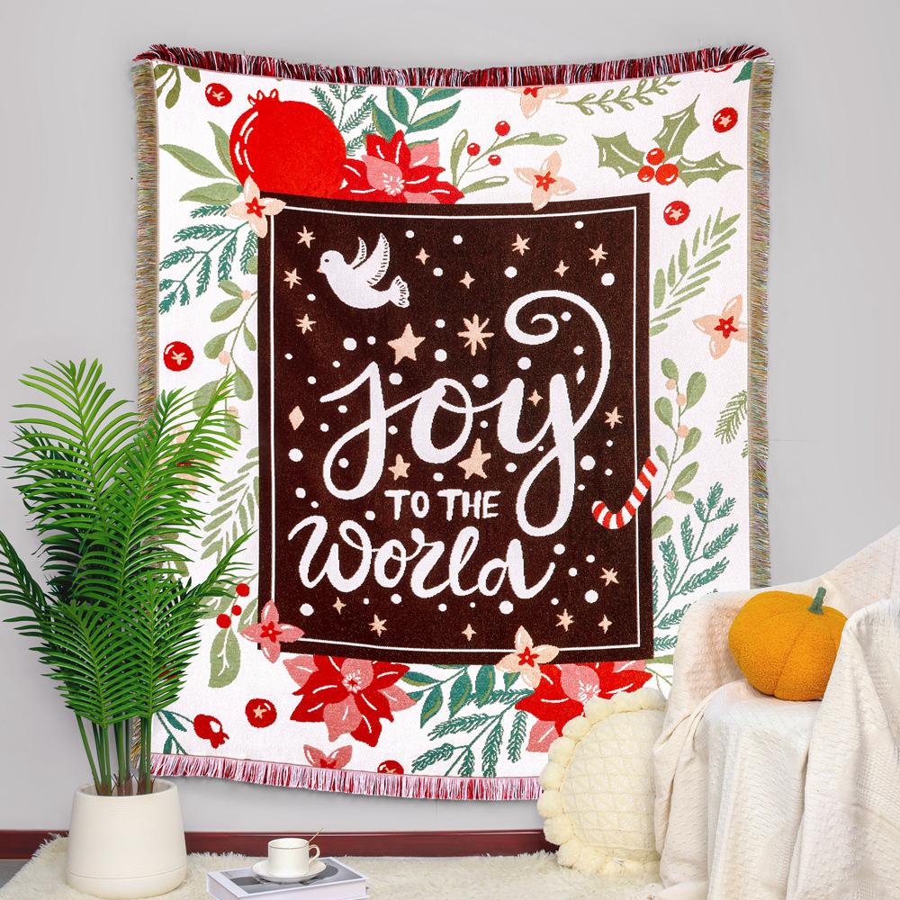 Outdoor Camping Blanket Moisture-proof Picnic Mat Jacquard Tapestry Christmas Sofa Towel Cover