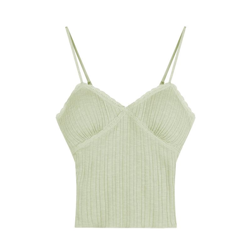 Women's White Lace Camisole Vest with Chest Pads – New French Sweet Style