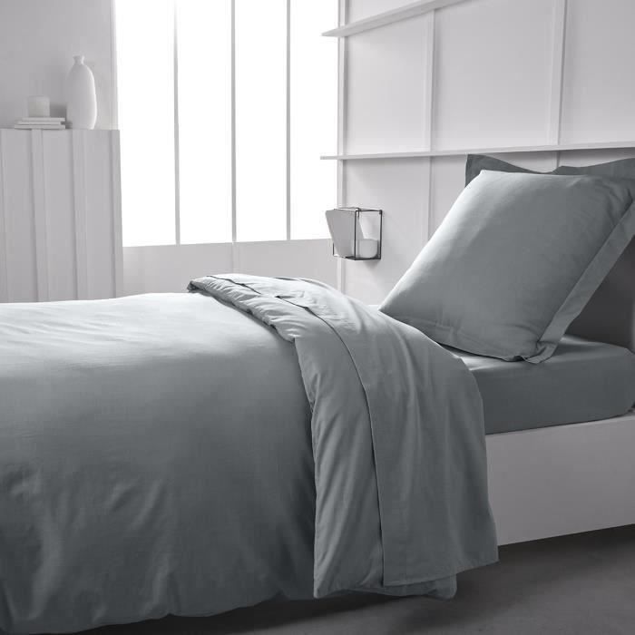 TODAY Essential Duvet Cover - 140 X 200 Cm - 1 Person - 100% Plain Cotton - Steel